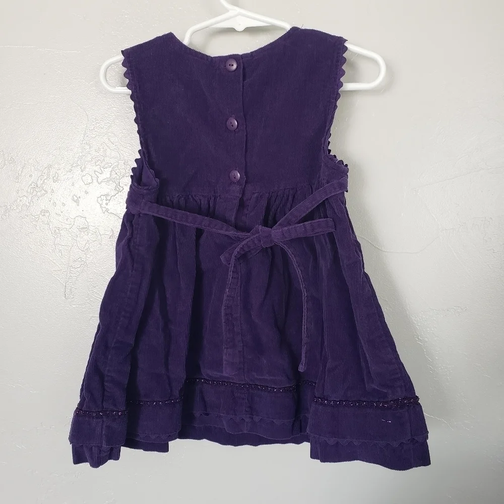 Samara Vintage Baby Girl 24 Months Sleeveless Dress Purple Corduroy Butterfly